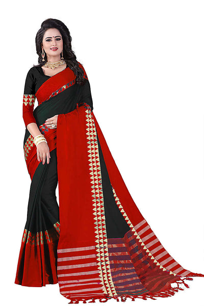 Black Color Cotton Silk Banarasi Traditional Saree