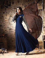 Blue Color Georgette Embroidered Designer Gown