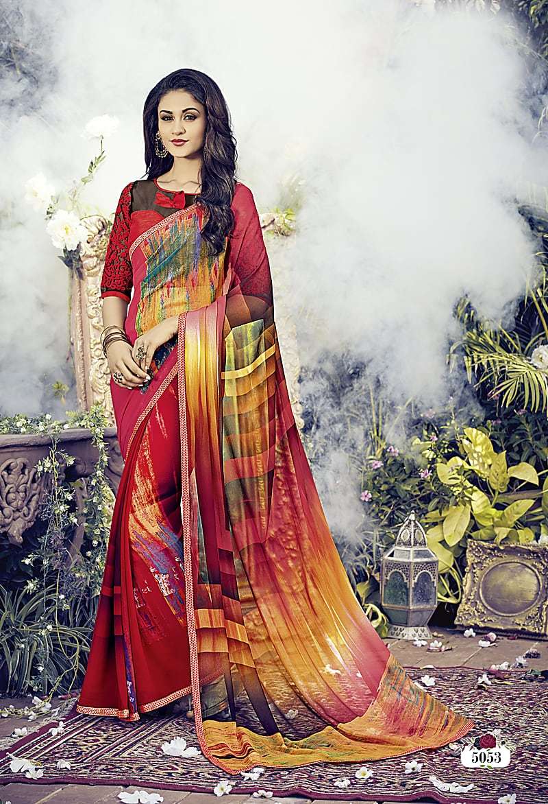 Multicolor Georgette Embellished Designer Saree
