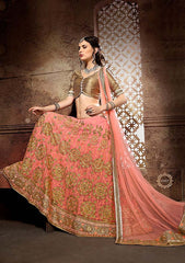 Pink Color Embroidered Net Lehenga