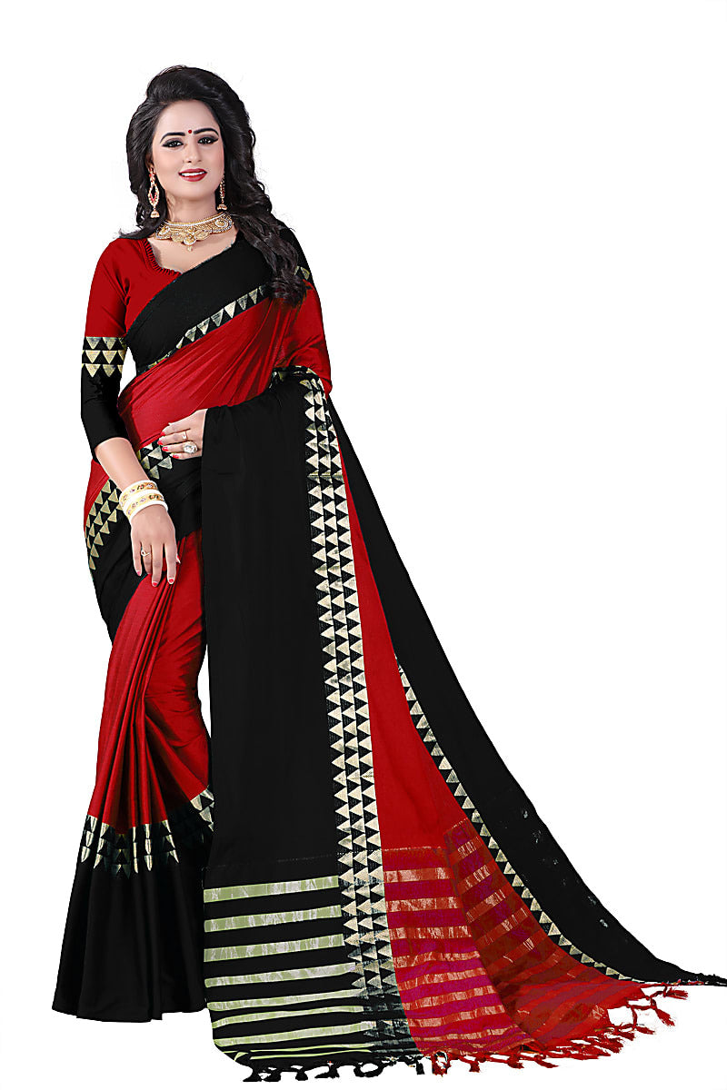 Red Color Cotton Silk Banarasi Traditional Saree