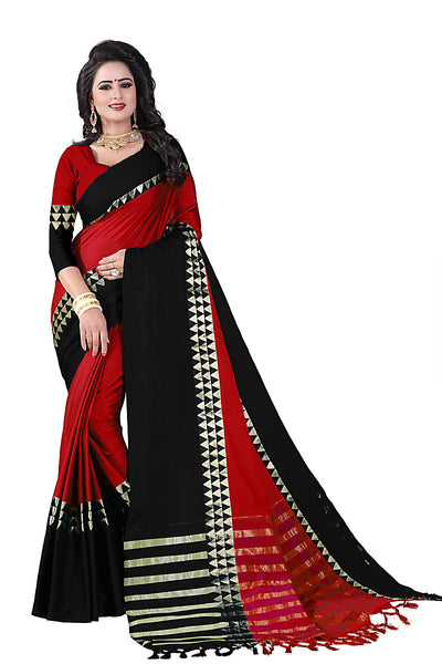 Red Color Cotton Silk Banarasi Traditional Saree