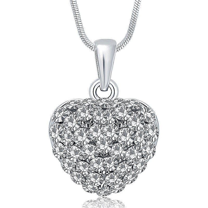 Sublime Rhodium Plated Austrian Crystal Valentine Heart Pendant