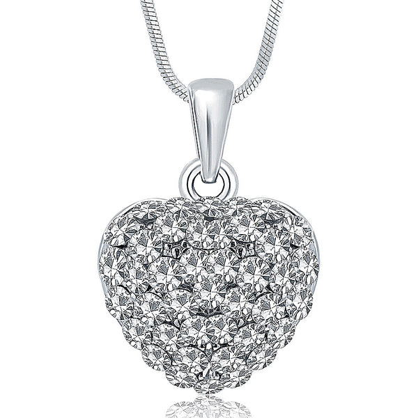 Sublime Rhodium Plated Austrian Crystal Valentine Heart Pendant