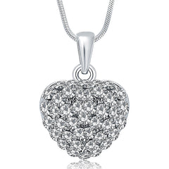 Sublime Rhodium Plated Austrian Crystal Valentine Heart Pendant